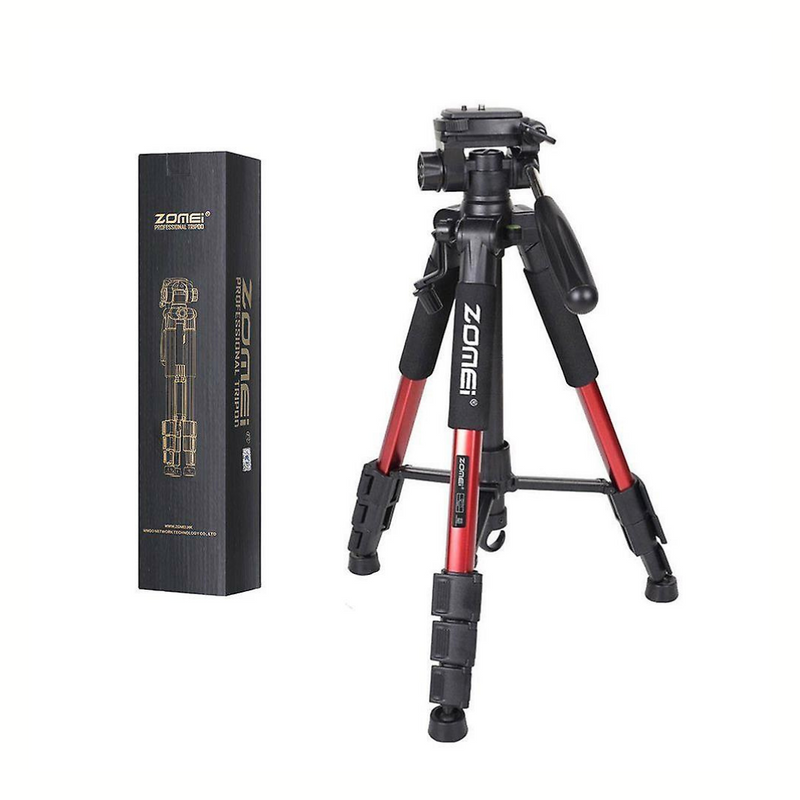 ZOMEi Q111 Portable Aluminum Tripod Stand Kit for Live Broadcast Video Photography and Wildlife Photography - DELENordic.com ZOMEi Q111 Portable Aluminum Tripod Red for Photo & Video